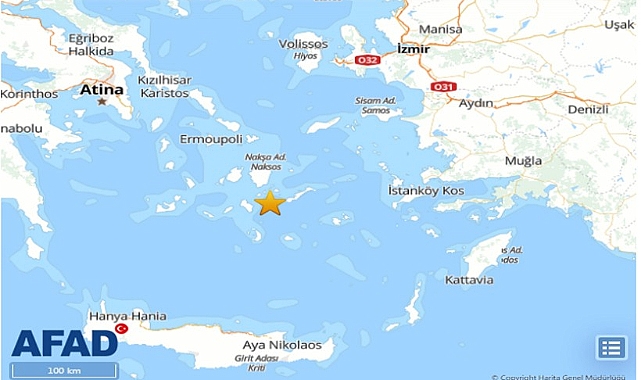 Ege Denizi'nde 4.8 büyüklüğünde deprem