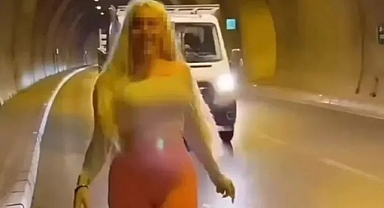 Tünelde trafiği tehlikeye düşüren yaya yakalandı