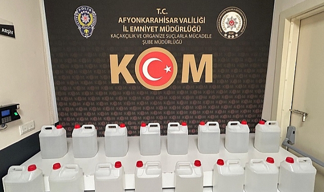 Afyonkarahisar'da 80 litre etil alkol ele geçirildi