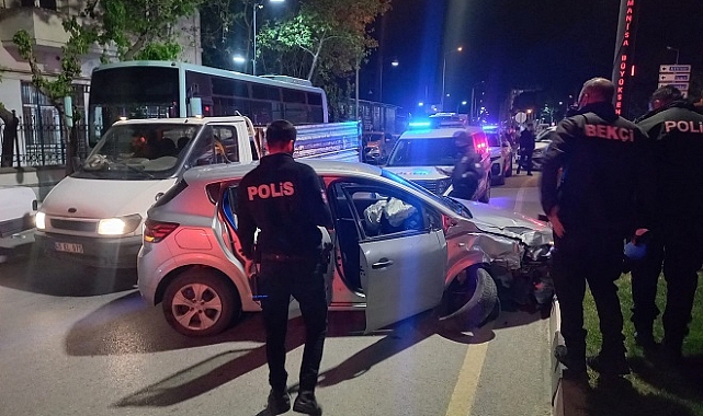 Polis aracına çarpınca yakalandı