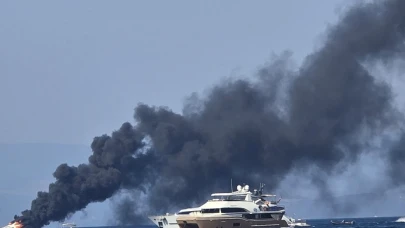 Bodrum açıklarında motoryat yangını
