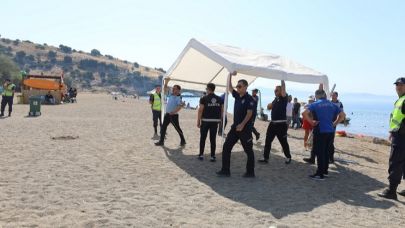 Menderes’te Sahiller Korsan Şezlonglardan Temizleniyor