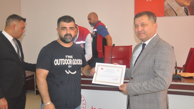 Yangında Hayvanları Kurtaran Nakliyecilere Teşekkür Belgesi