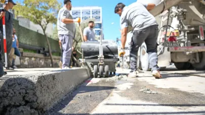 Bornova’da bordür makinesi devrede