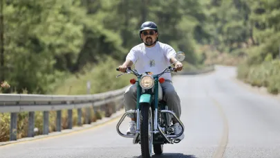 Amcasından yadigar 1973 model motosikletle çocukluk hayalini yaşadı