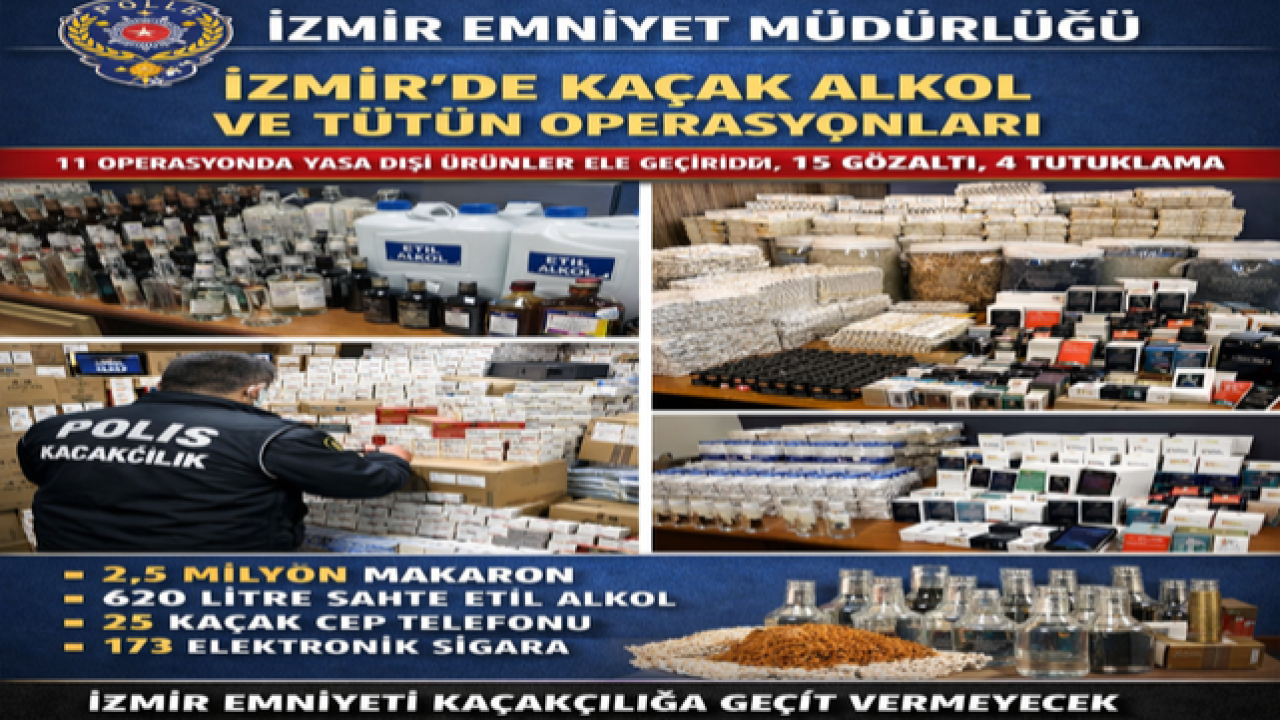 İzmir’de Kaçak Alkol ve Tütün Operasyonları