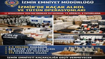 İzmir’de Kaçak Alkol ve Tütün Operasyonları