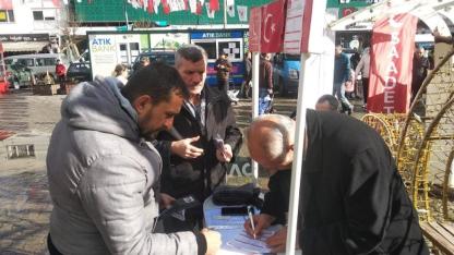 Saadet Partisi’nden Bornova’da emekli maaşı için imza kampanyası