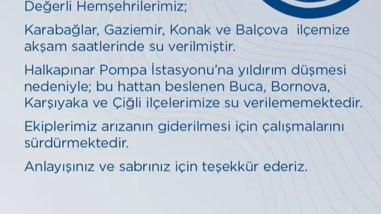 Yıldırım Vurdu, İzmir Susuz Kaldı!