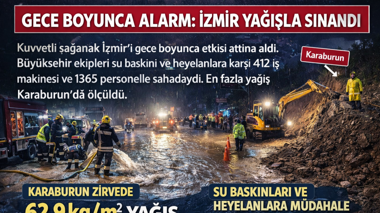 İzmir’de kuvvetli yağış: Belediye ekipleri sahada