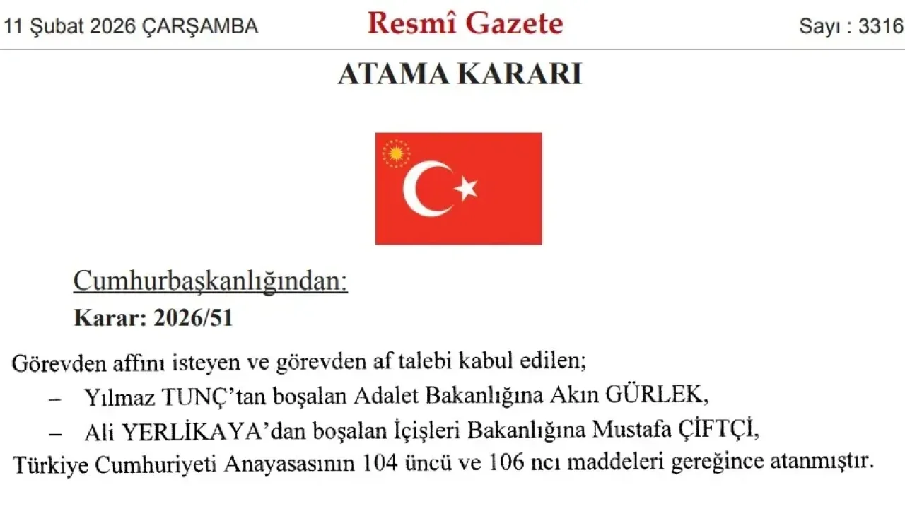 Kabinede Yeni Atamalar Resmileşti