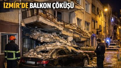 Konak’ta Balkonlar Çöktü, Otomobil Hasar Gördü