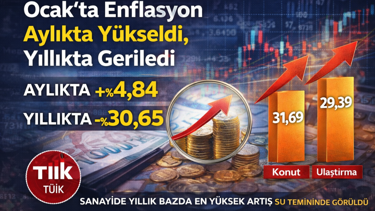 Ocak’ta Enflasyon Aylıkta Yükseldi, Yıllıkta Geriledi