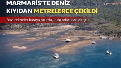 Marmaris’te Deniz Kıyıdan Metrelerce Çekildi