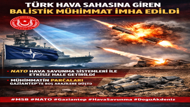 Türk Hava Sahasına Giren Balistik Mühimmat İmha Edildi