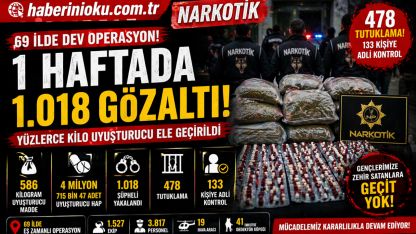 69 ilde eş zamanlı baskın: 1 haftada bin gözaltı!