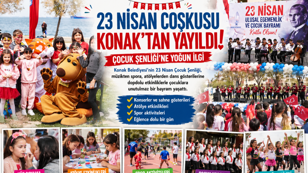 Çocuklar sahnede, meydanda bayram coşkusu