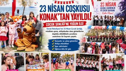 Çocuklar sahnede, meydanda bayram coşkusu