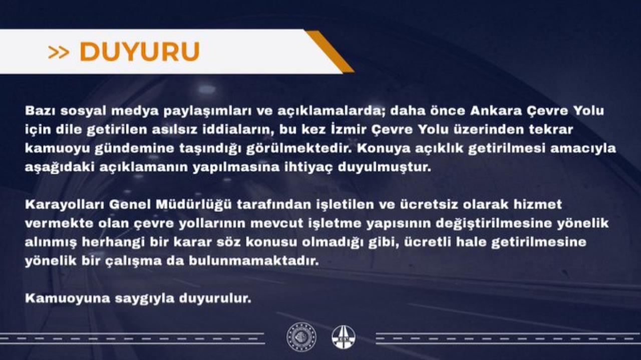 Çevre yolu ücretli olacak mı? Net cevap geldi