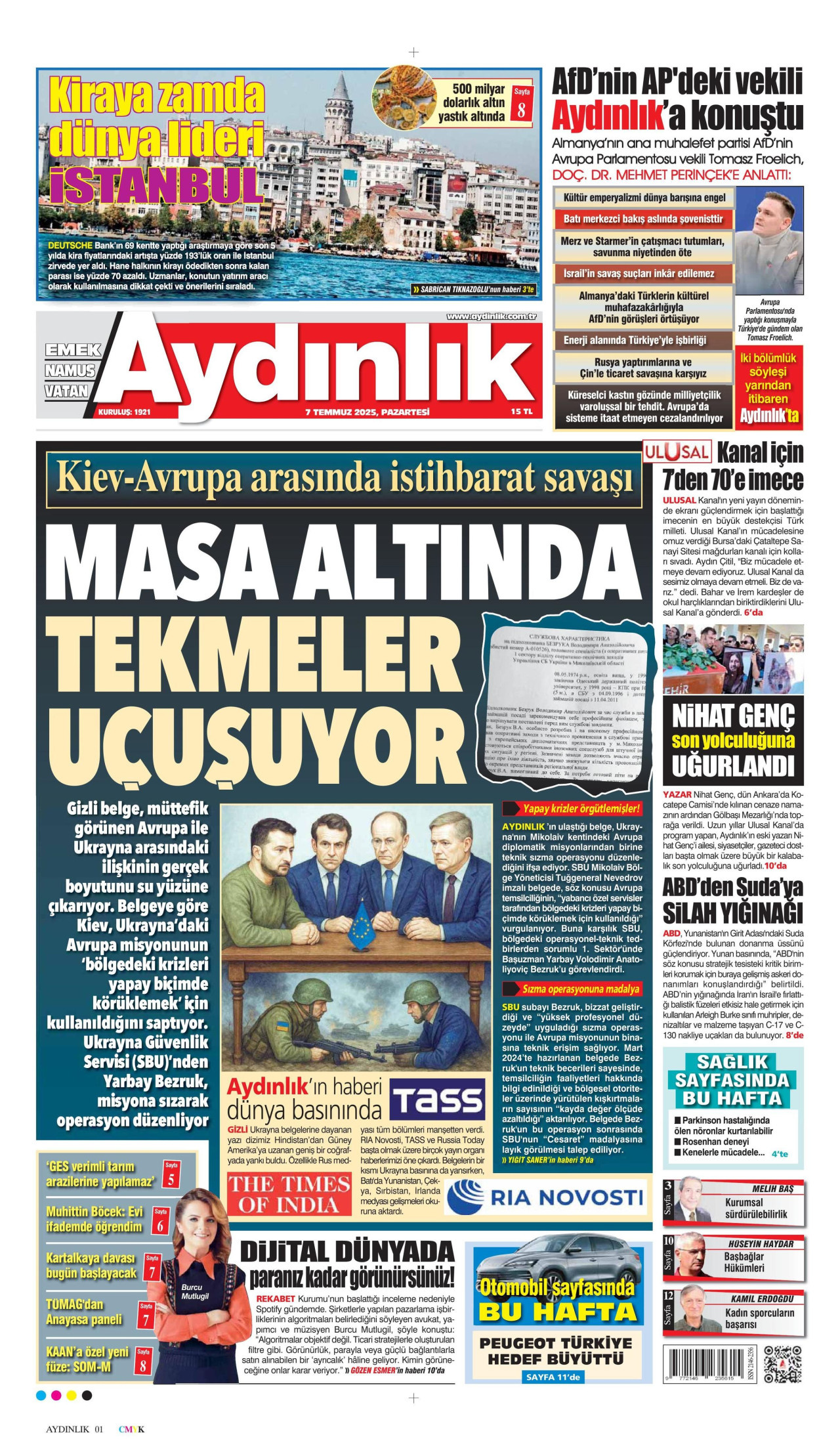AYDINLIK GAZETESİ Gazete Manşeti
