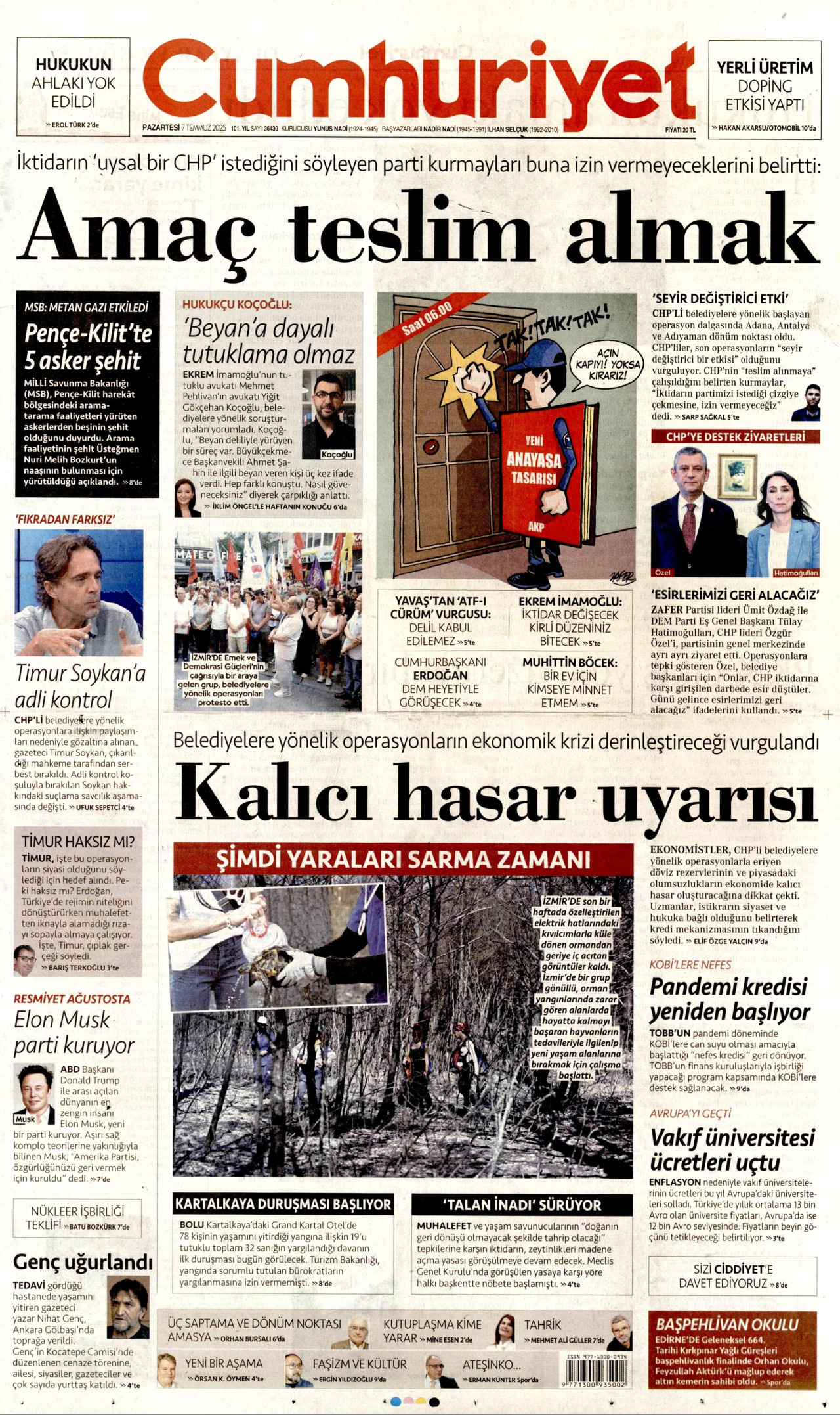 CUMHURİYET Gazete Manşeti