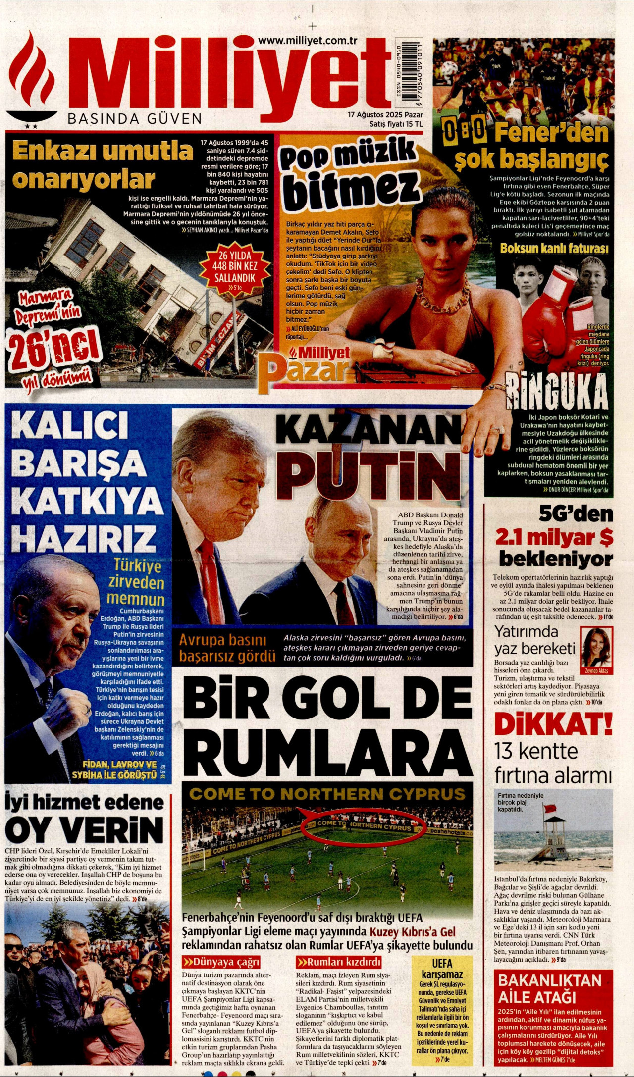 MİLLİYET Gazete Manşeti