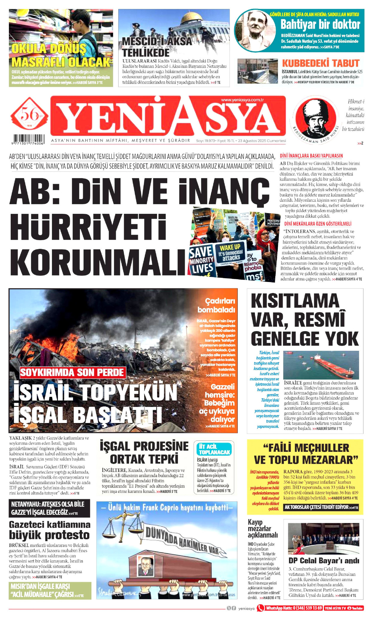 YENİ ASYA Gazete Manşeti