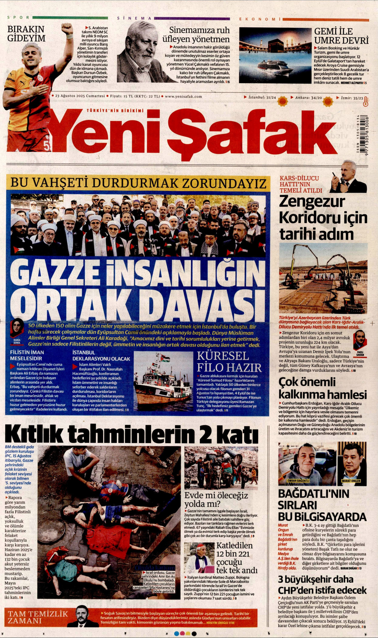 YENİ ŞAFAK Gazete Manşeti