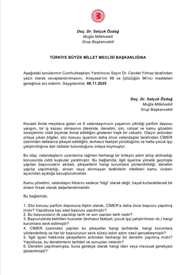 Parfüm Deposu Yangını Meclis Gündeminde