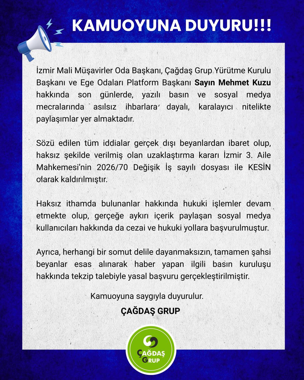 Mehmet Kuzu’ya Yönelik İddialara Net Yanıt