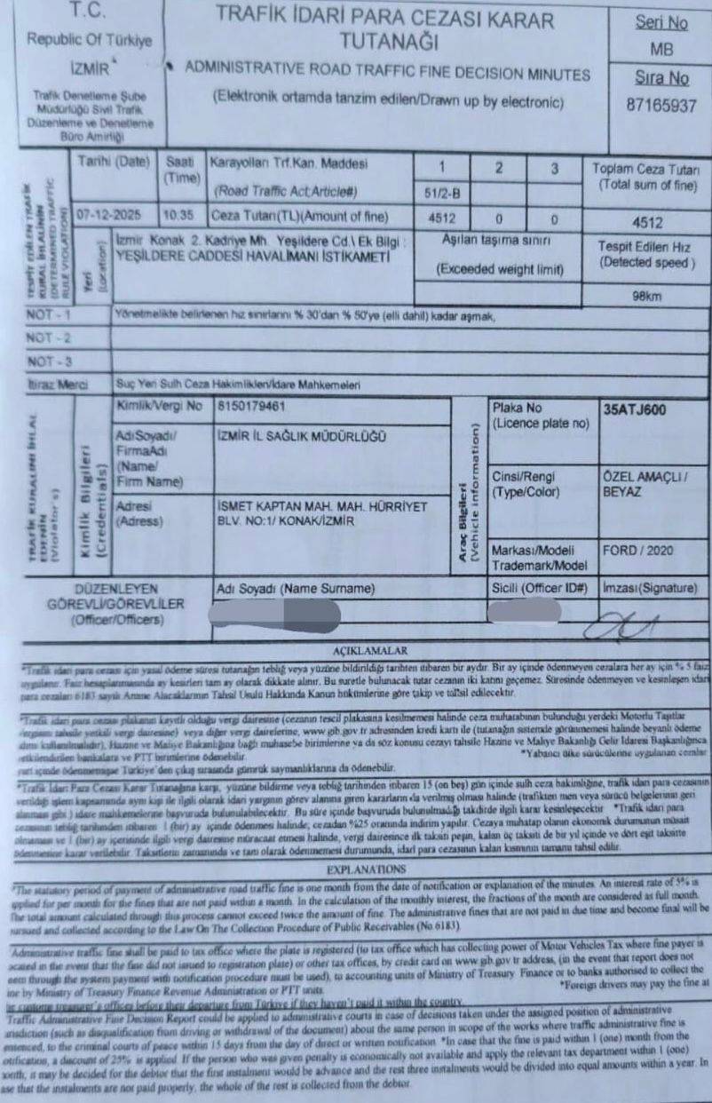 Ambulansa Hız Cezası Tepkisi