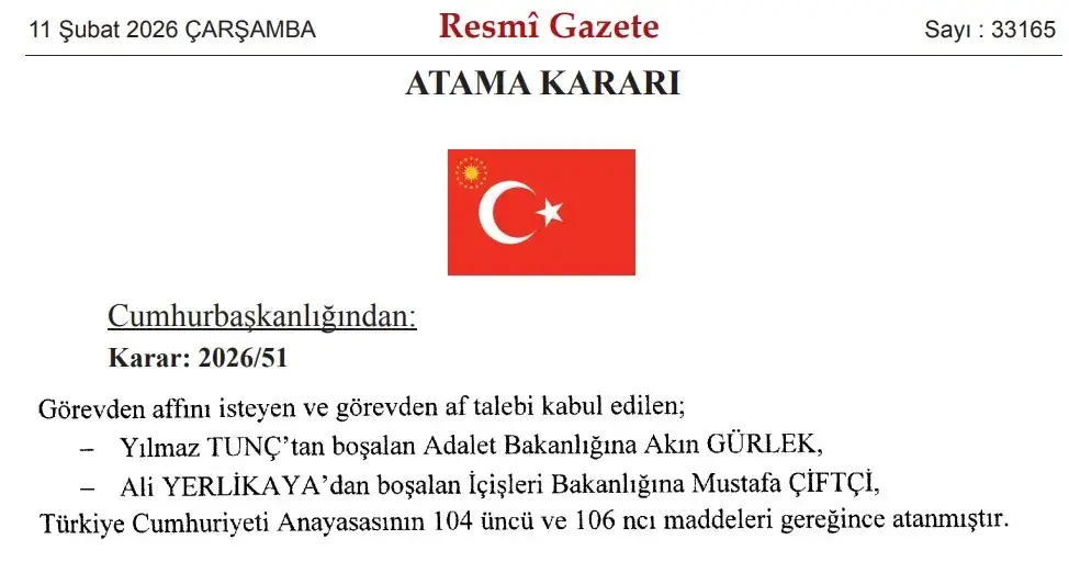 Kabinede Yeni Atamalar Resmileşti